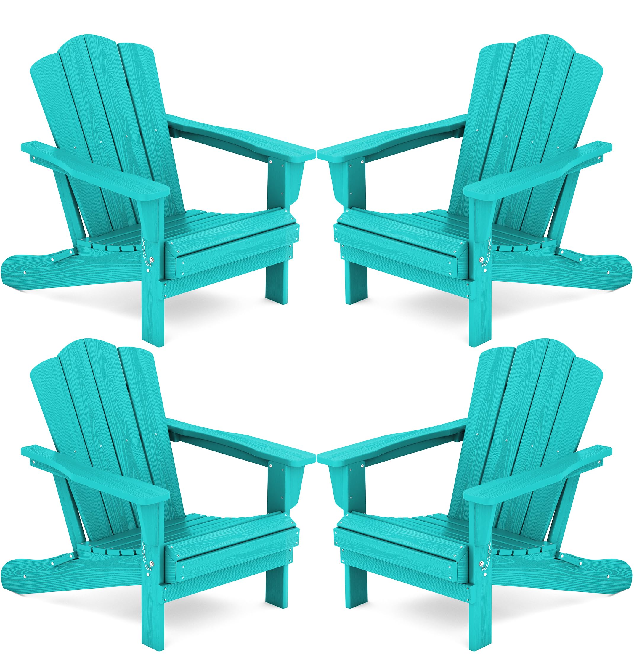 Kingyes Folding Adirondack Chair Set Of 4, Hdpe All-Weather Folding Adirondack Chair, Aruba